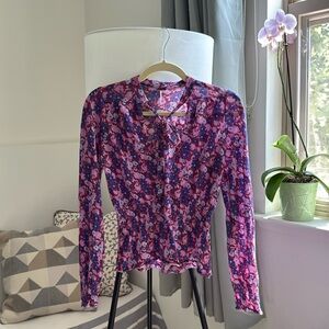 🪻70s style Floral Free People Tie Top | S